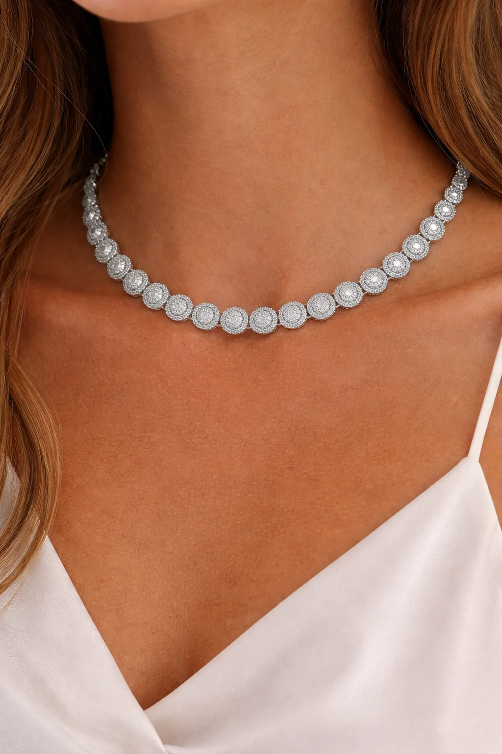 Colar Dourado Esferas Cravejadas.