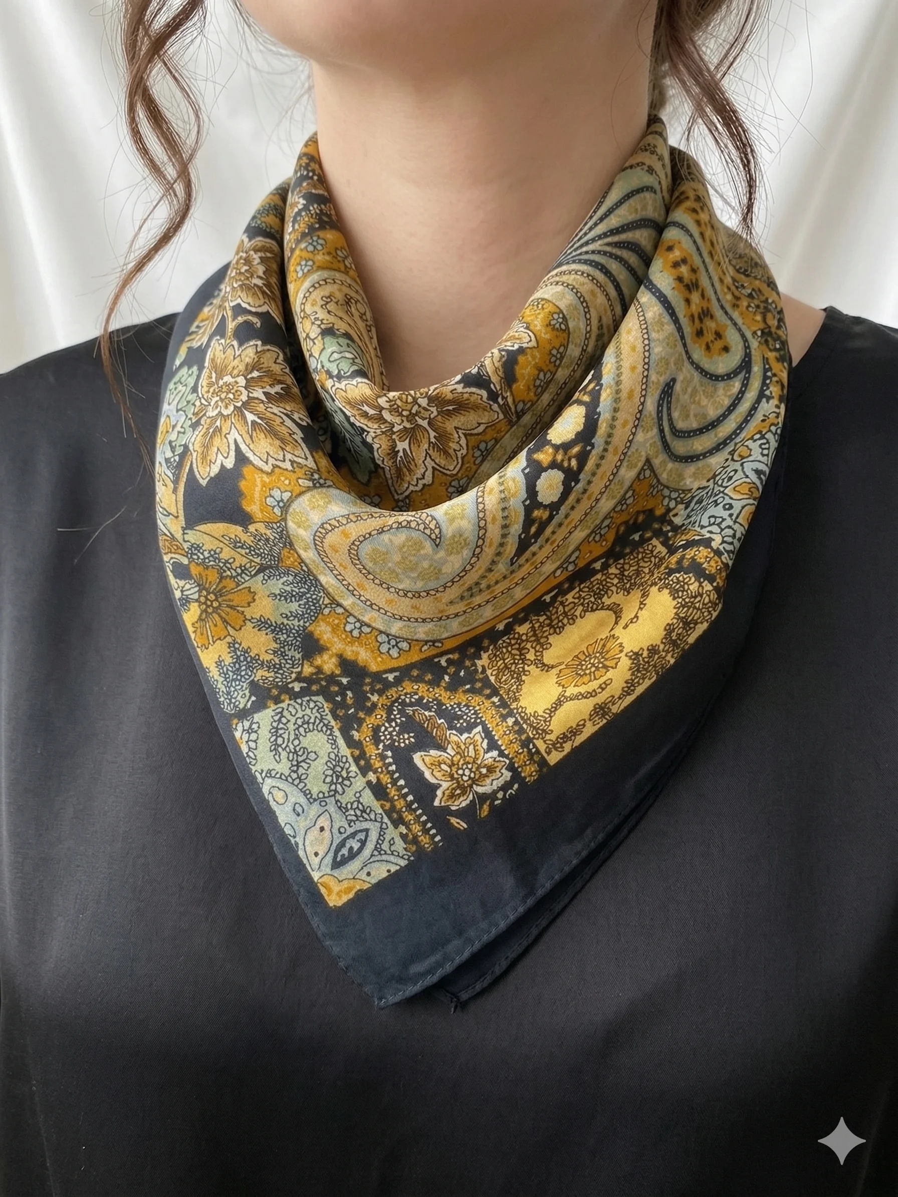 Lenço de Cetim Estampa Paisley 