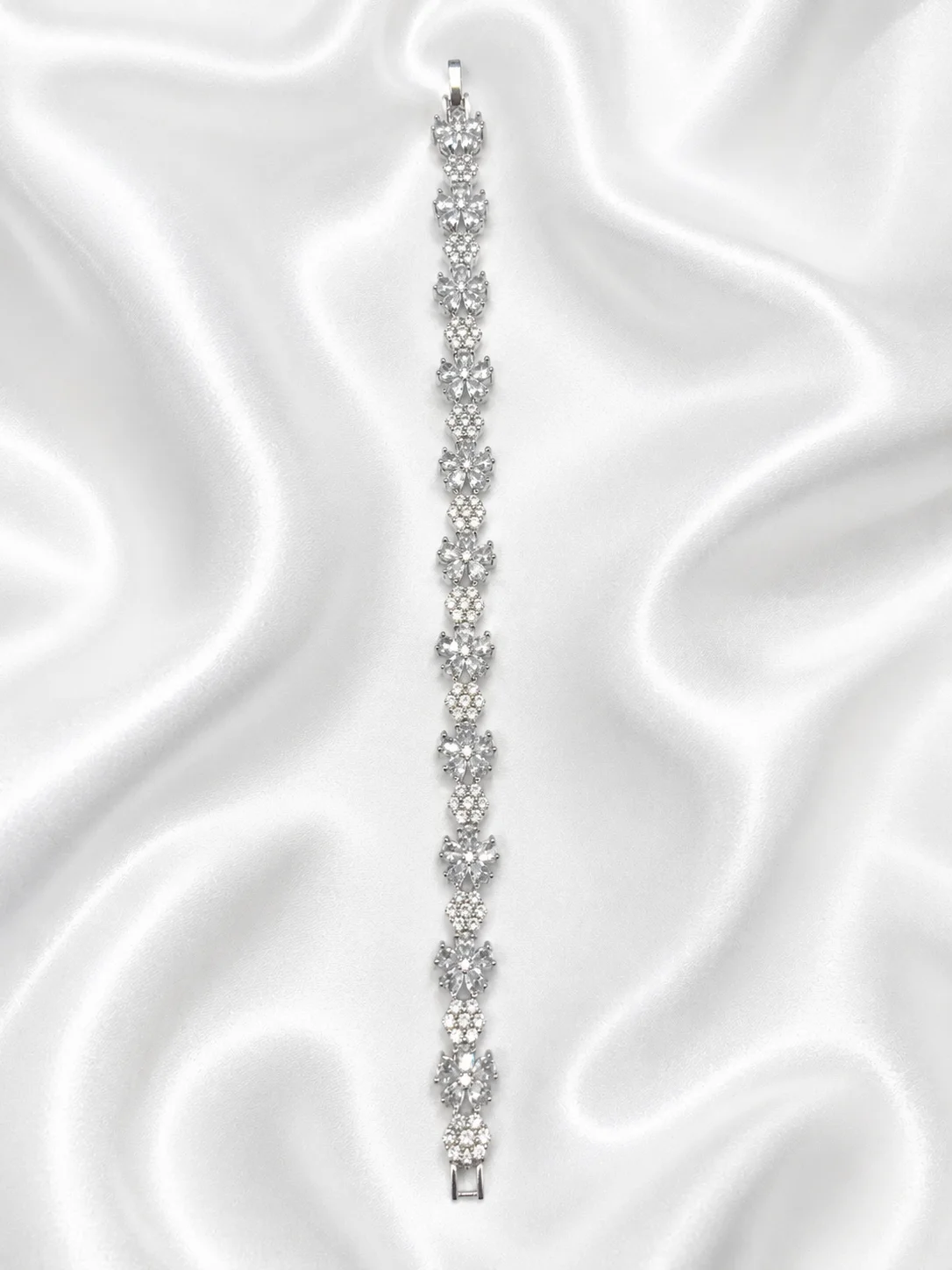 Pulseira Flores Luxo Cravejada com Zircônias Coloridas 