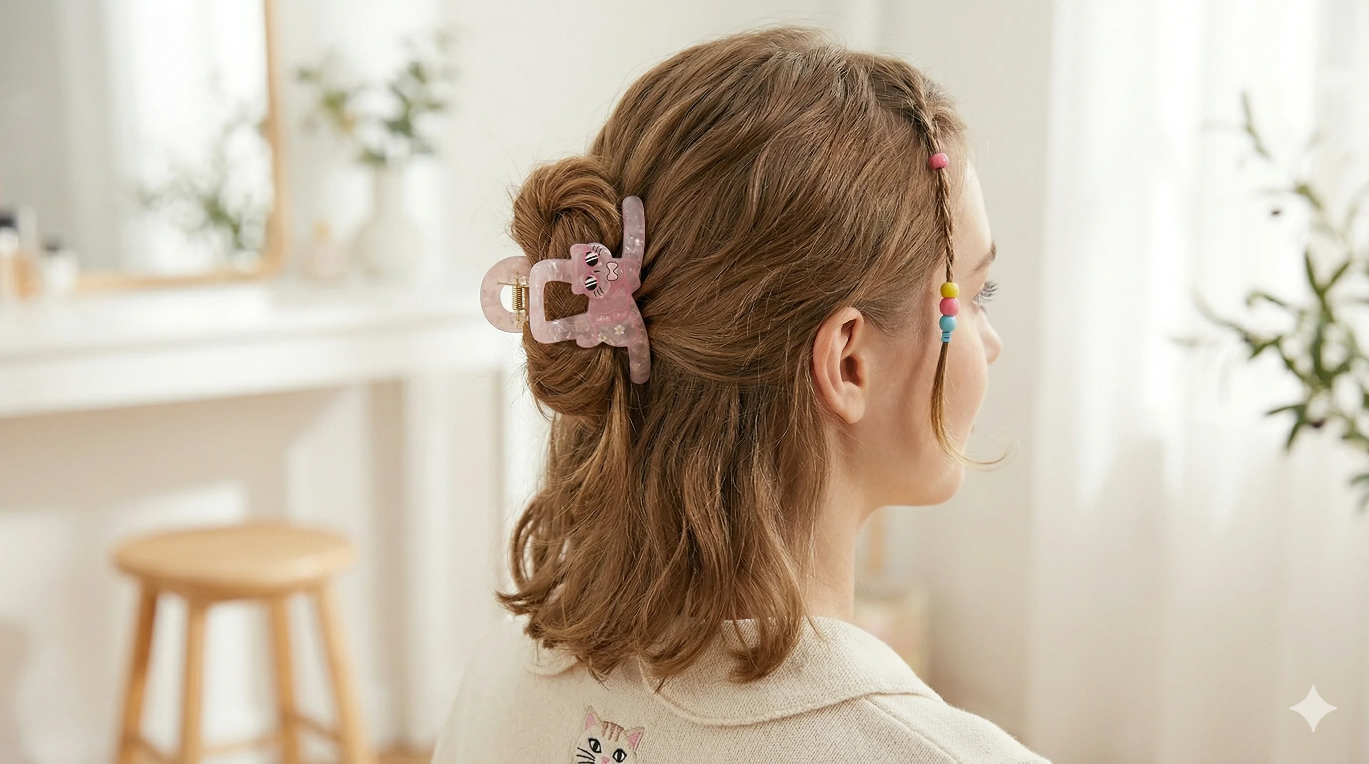 Piranha de Cabelo Acrílica Cat Cool – Rosa Perolado