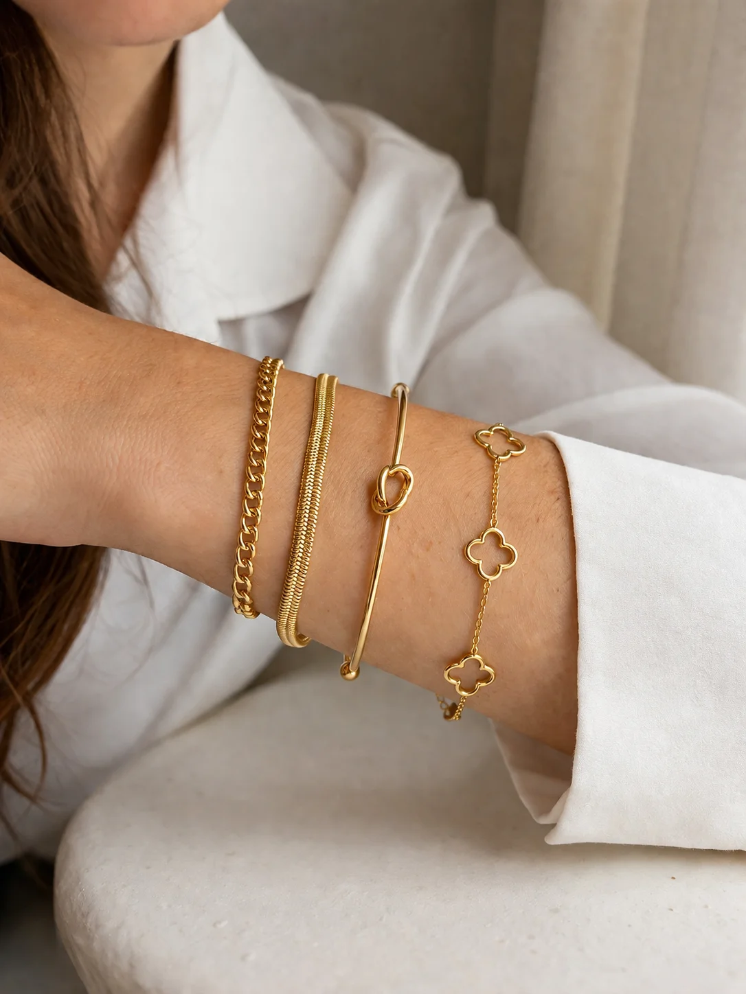 Kit Pulseiras Elegance Trevo Vasado 