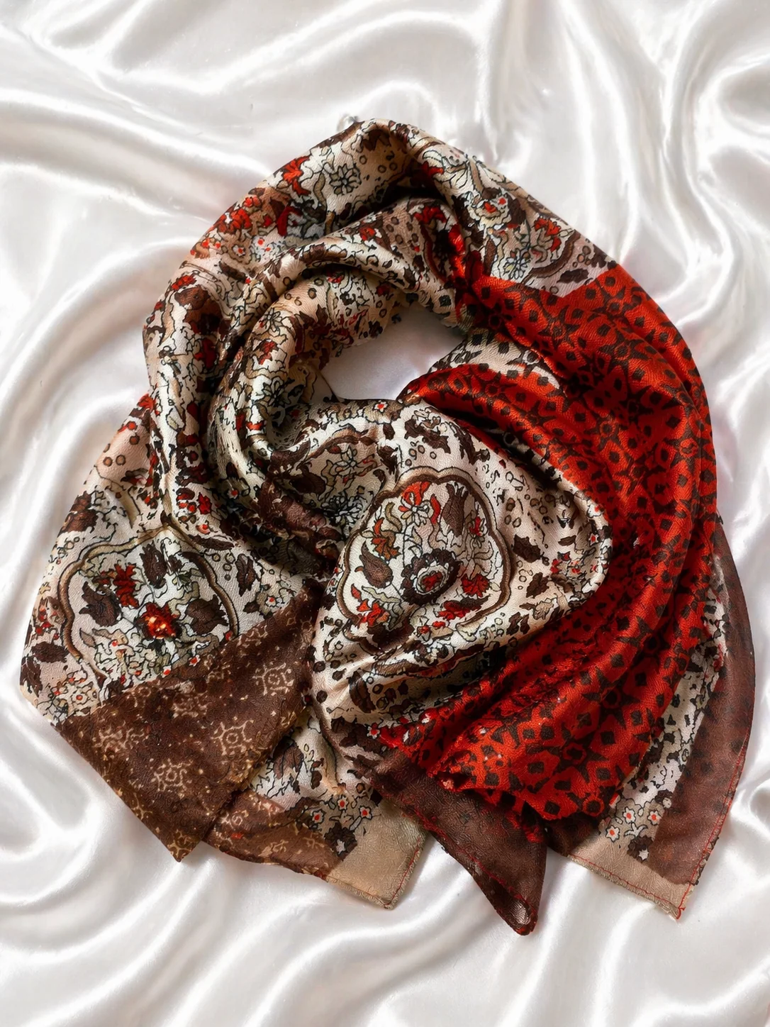 Lenço Seda Boho Vintage Terra