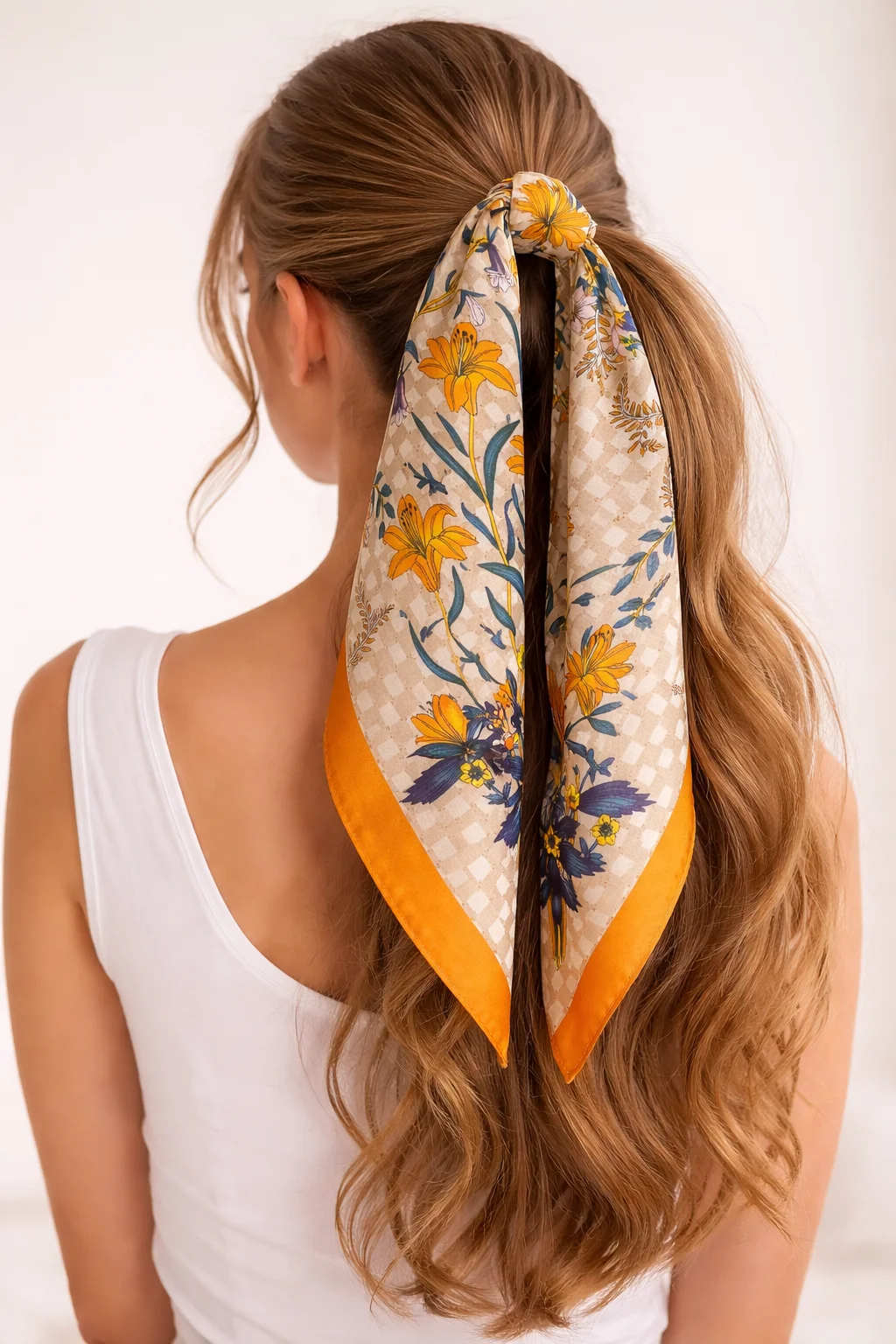 Lenço Floral Aurora Dourada