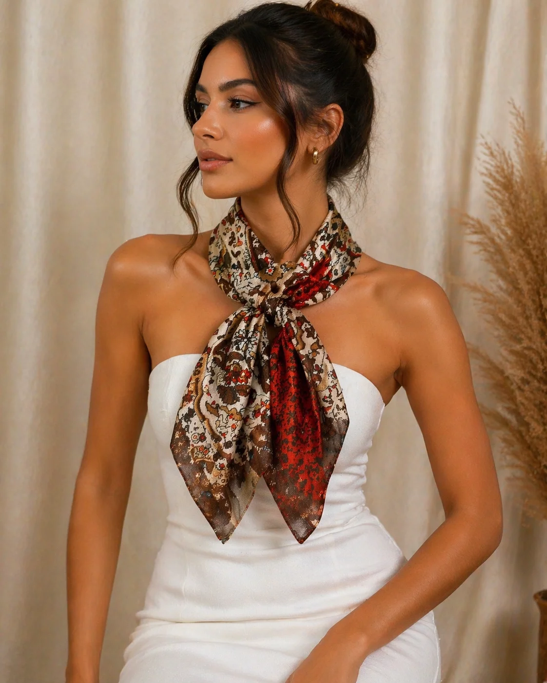 Lenço Seda Boho Vintage Terra