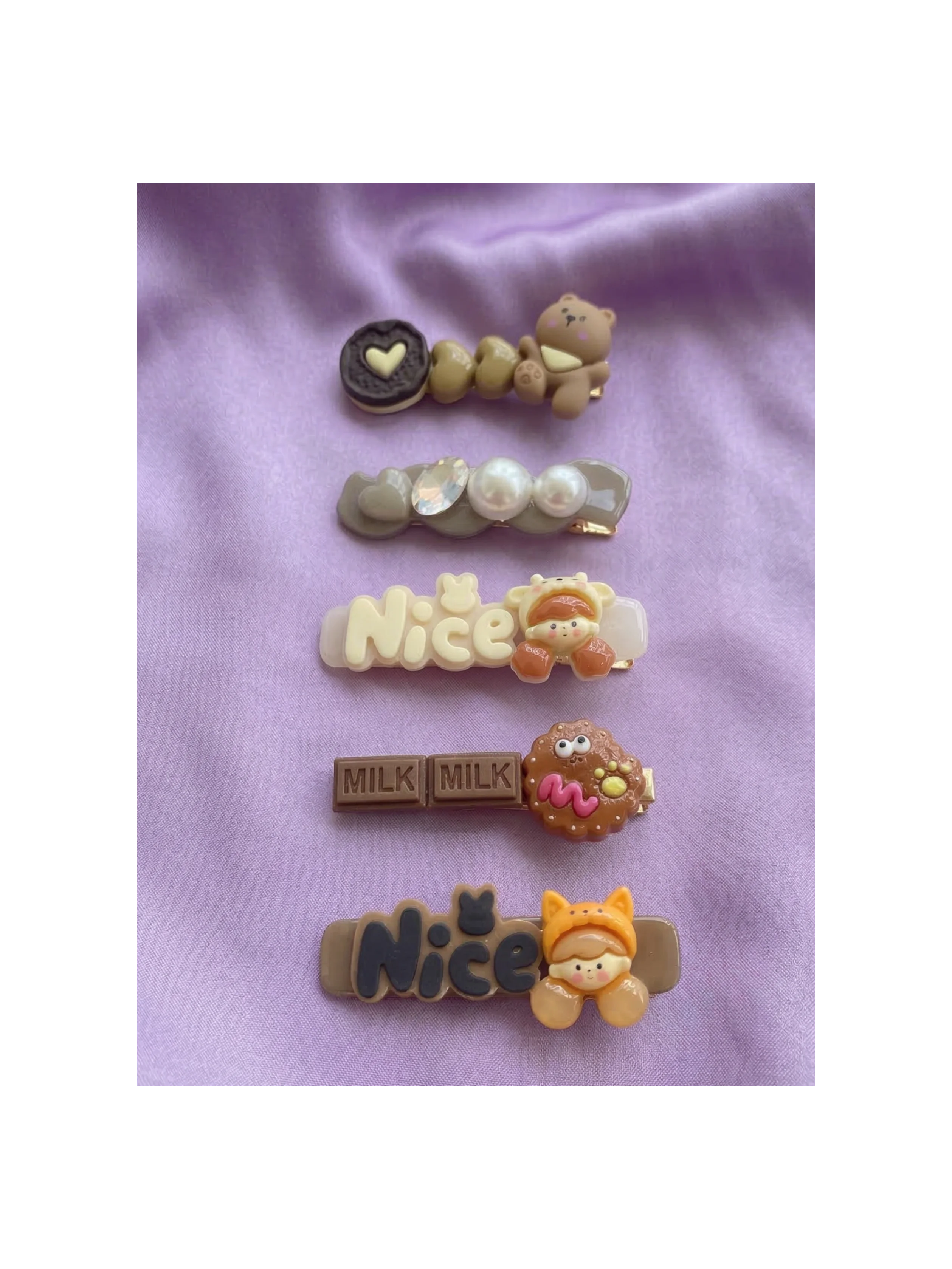 Kit de Presilhas Infantis Candy Color e Personagens - 5 Unidades