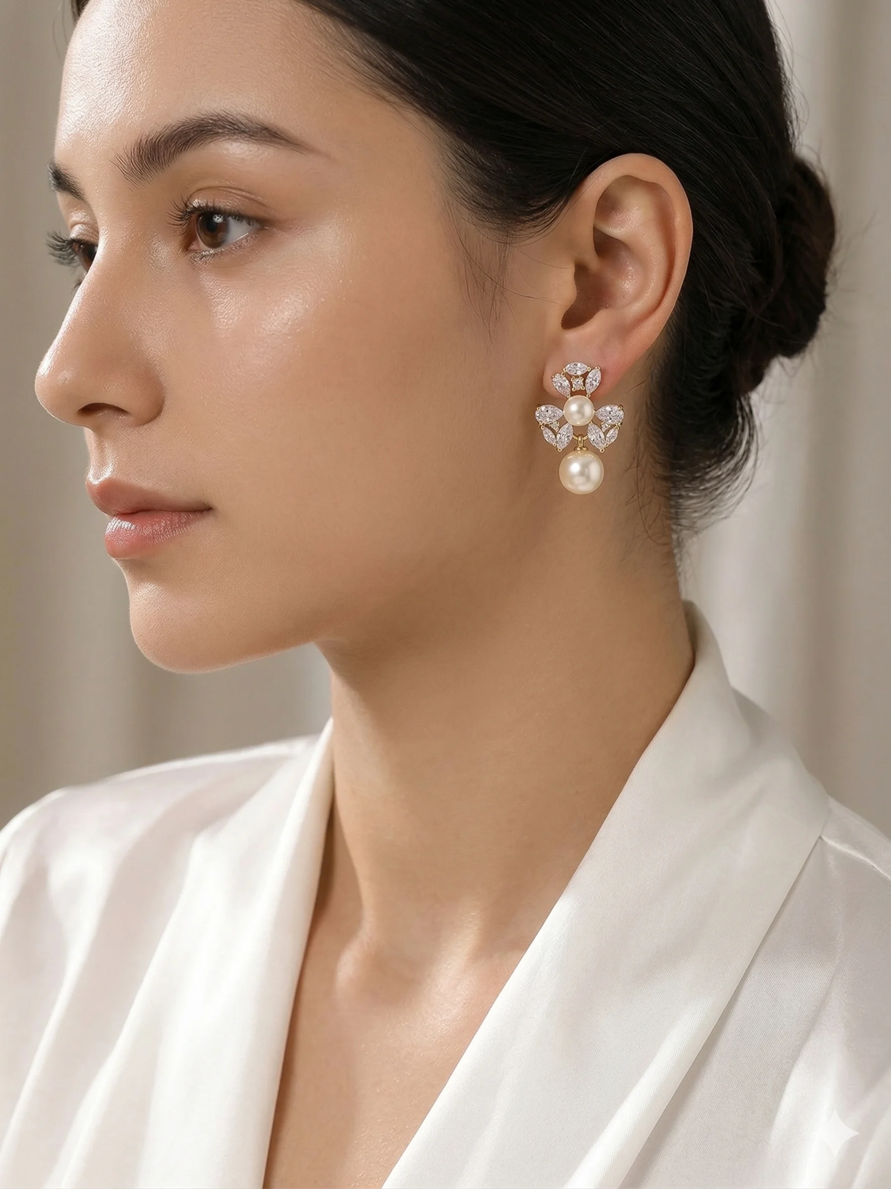  Brinco Royal de Zircônias e Pérolas Duplas