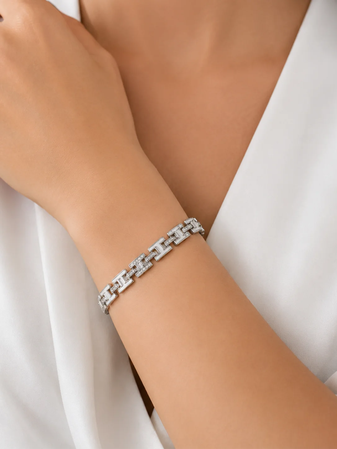 Pulseira Elos H Luxury Cravejada Donna Bendita