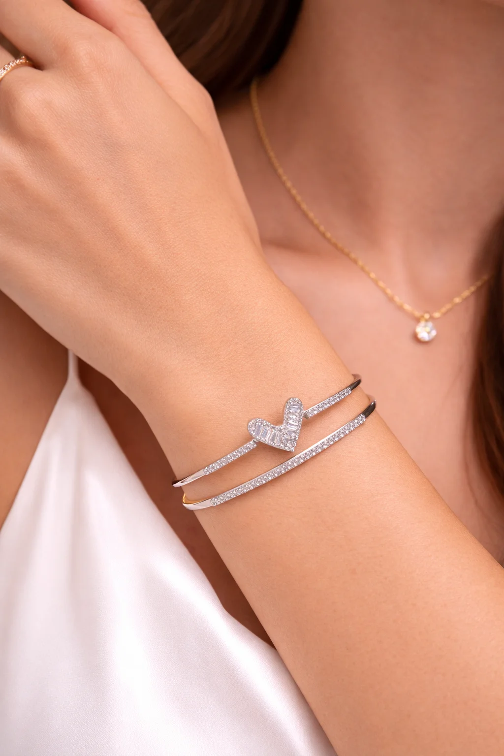 Bracelete Pulseira Cuff Coração Shine Donna Bendita