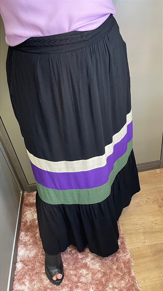 Saia Artsy Midi Preta