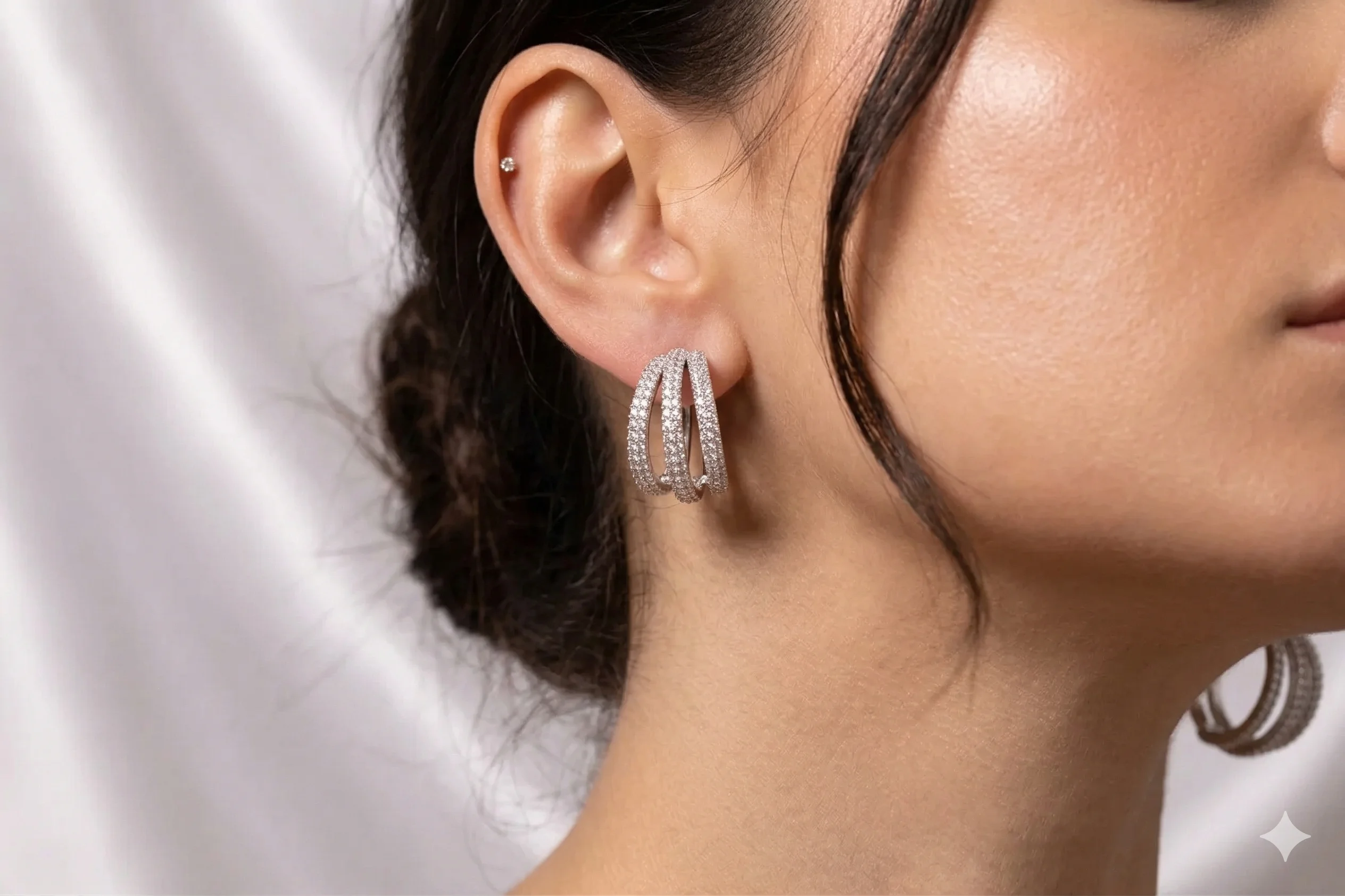 Brinco Argola Tripla Cravejada