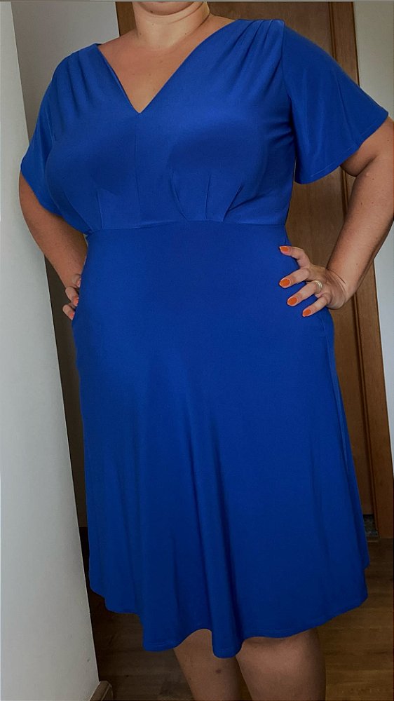Vestido Azul Bic com Mangas