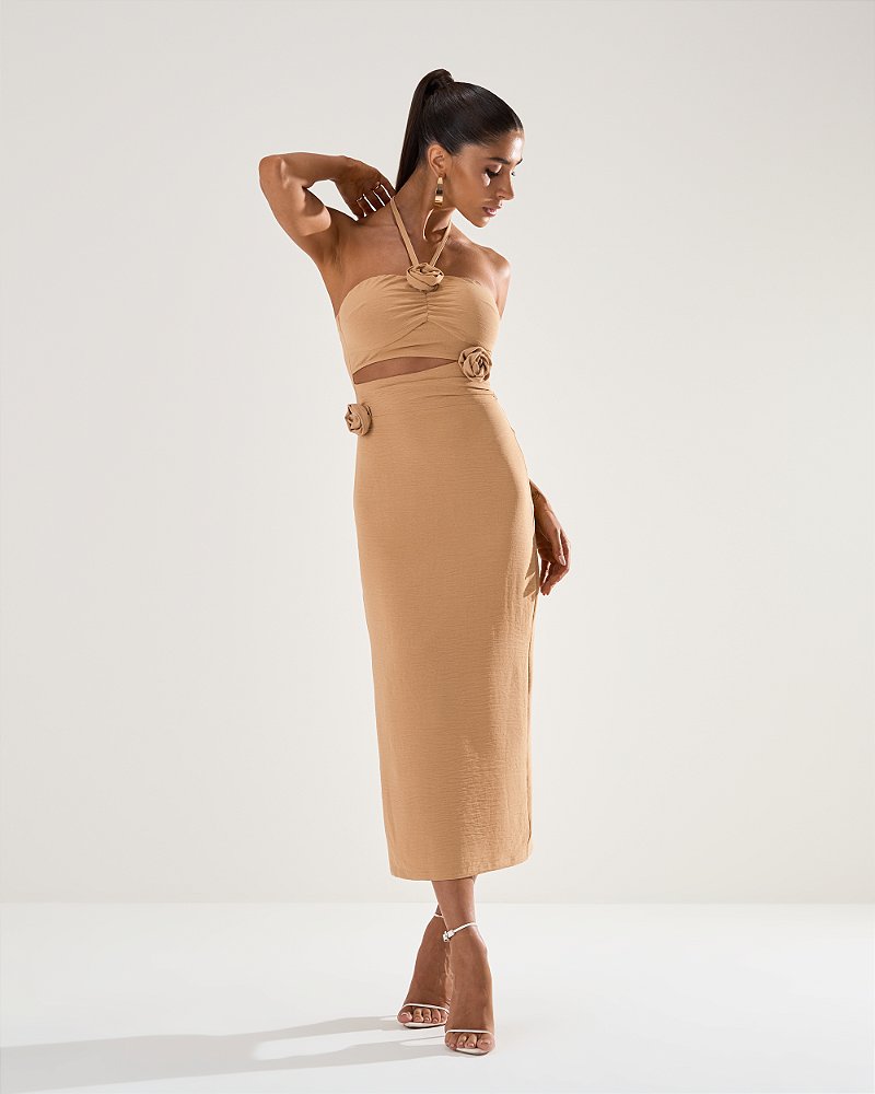 Vestido Bárbara Bege - vestido feminino FM Store Maringá