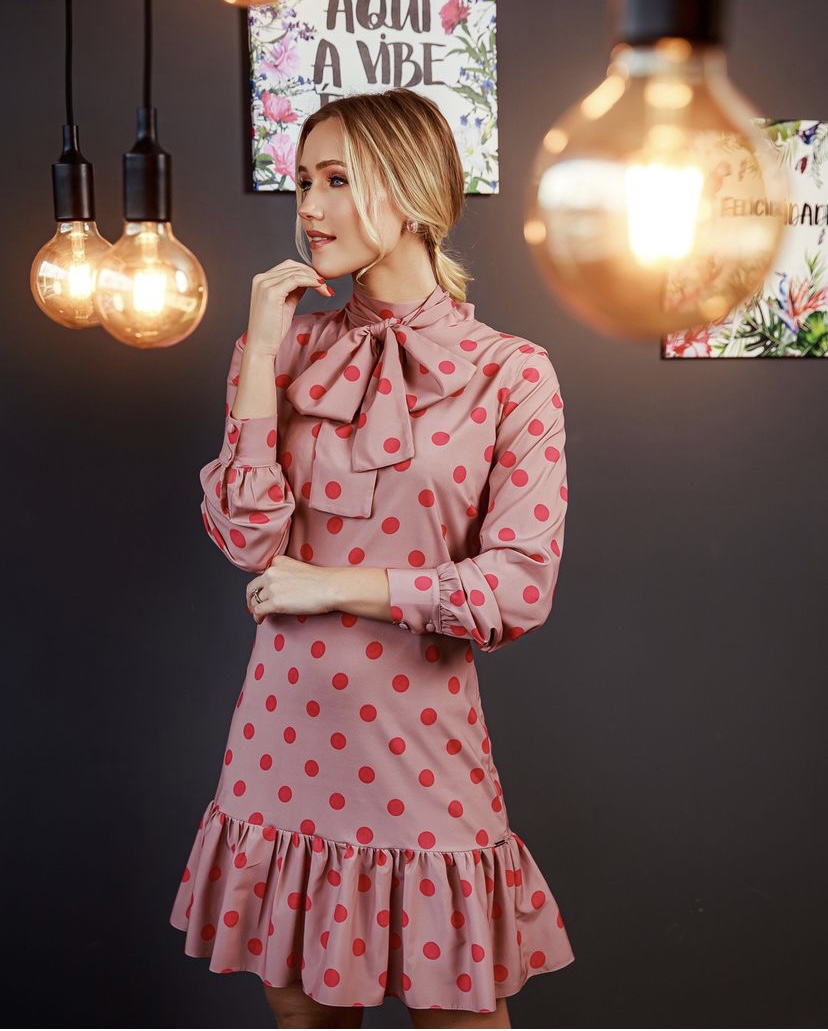 Vestido de Poá Rosa