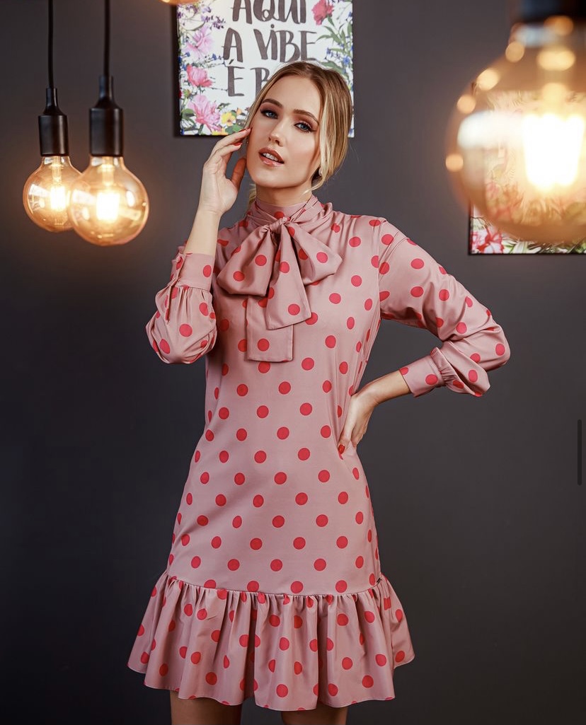 Vestido de Poá Rosa