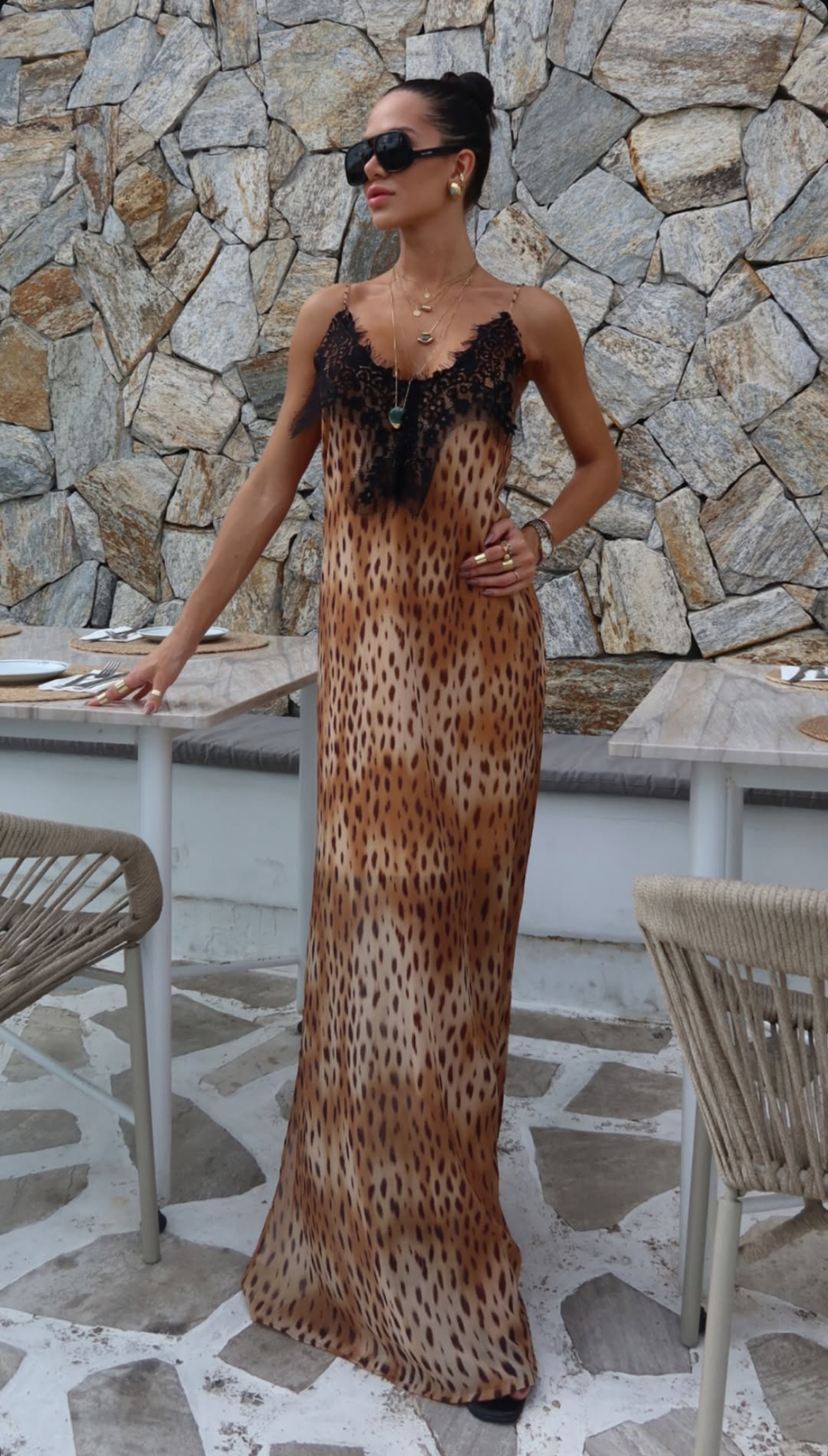 Vestido longo estampa leopardo